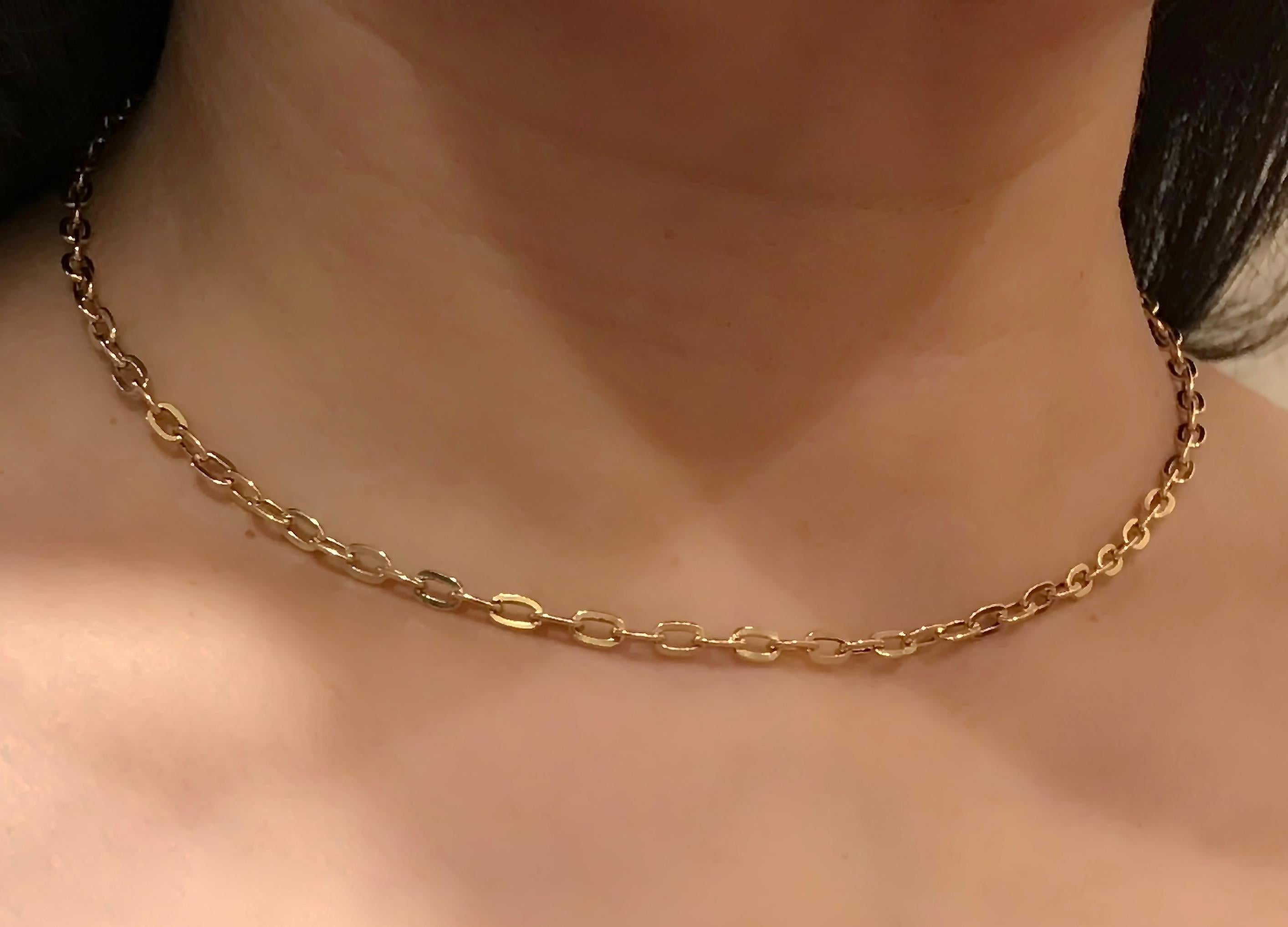 Women's or Men's 18 Karat Solid Yellow Gold Link Chain Choker/Necklace