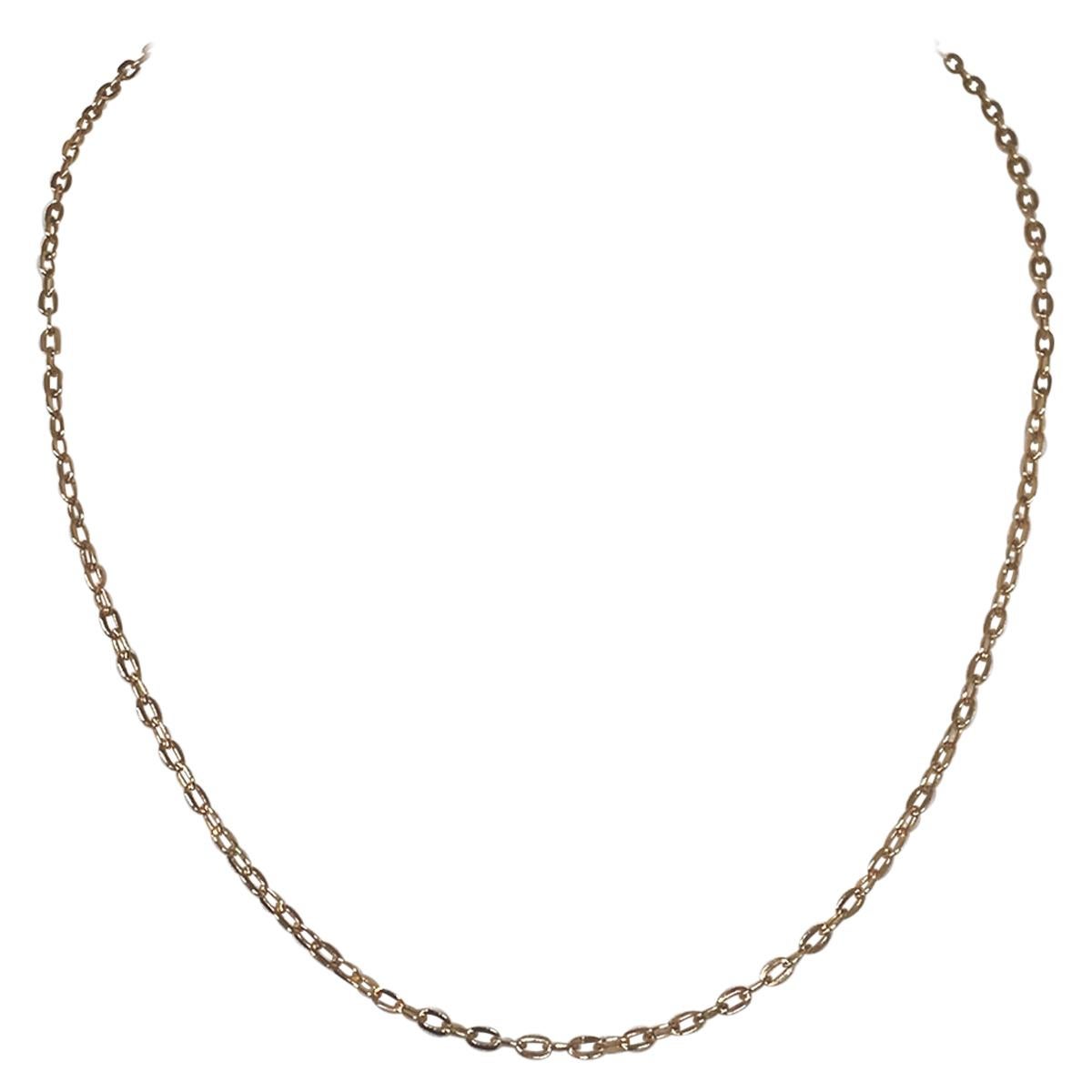 18 Karat Solid Yellow Gold Link Chain Necklace For Sale