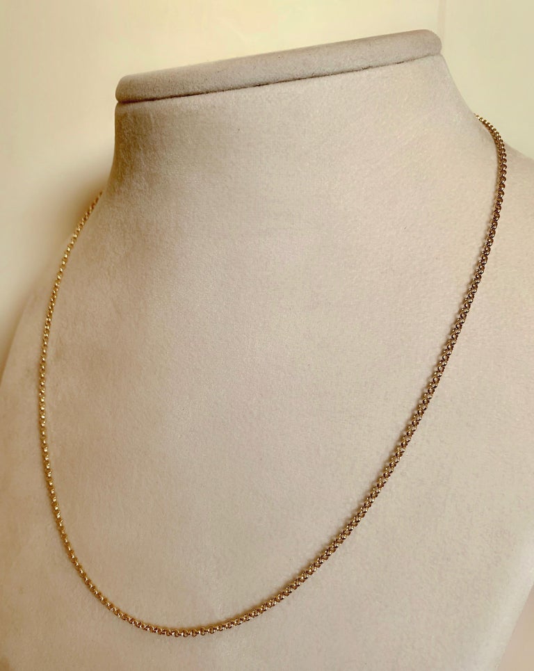 18 Karat Solid Yellow Gold Rollo Belcher Chain Necklace In New Condition For Sale In London, GB