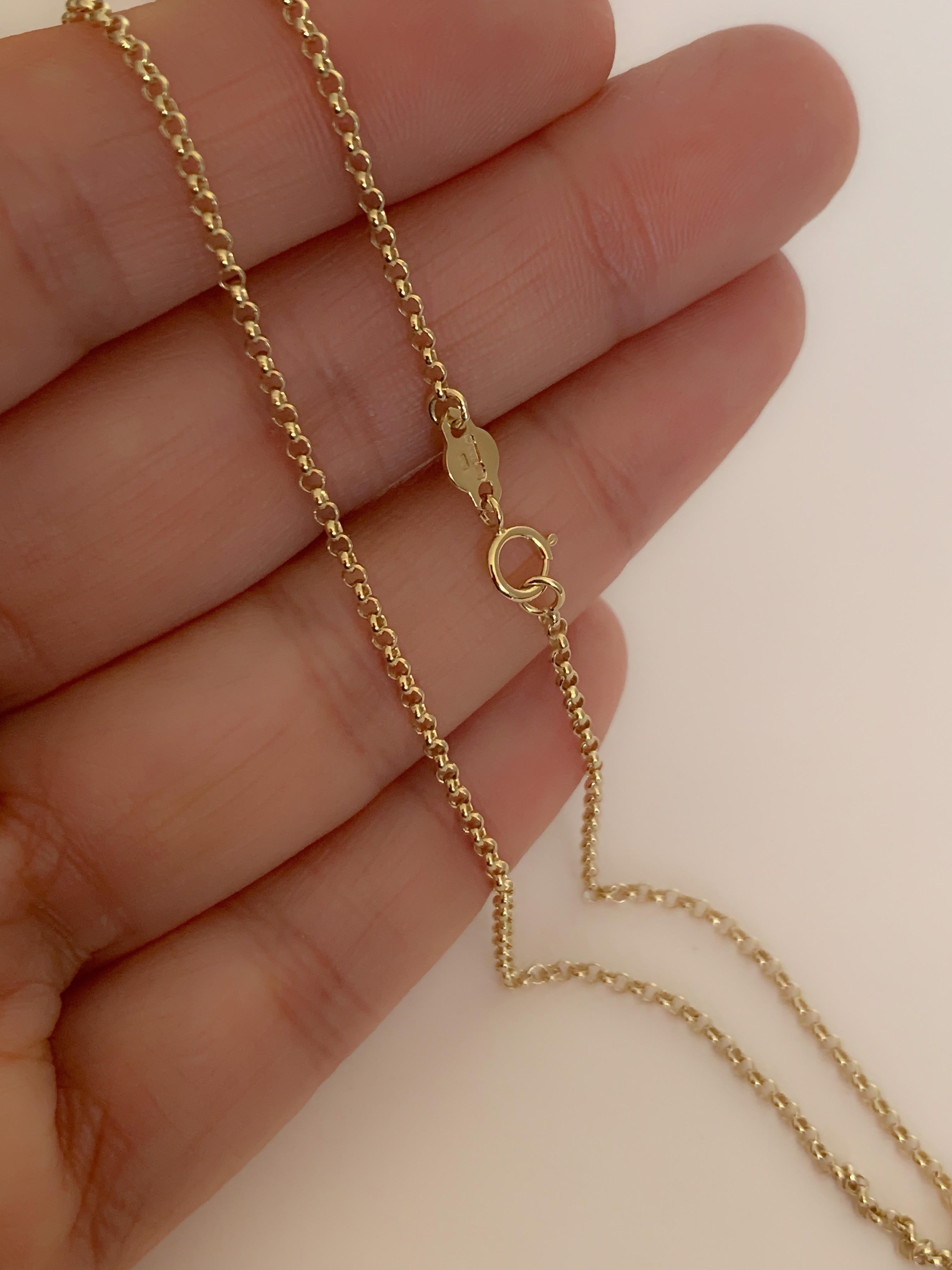 18 Karat Solid Yellow Gold Rollo Belcher Chain Necklace For Sale 2