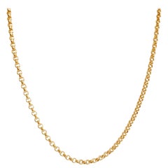 18 Karat Solid Yellow Gold Rollo Belcher Chain Necklace