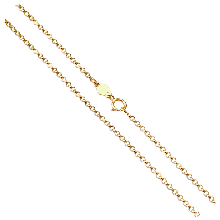 18 Karat Solid Yellow Gold Rollo Belcher Chain Necklace For Sale