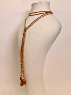 18 Karat Solid Yellow Gold Beaded Moonstone Rope Necklace