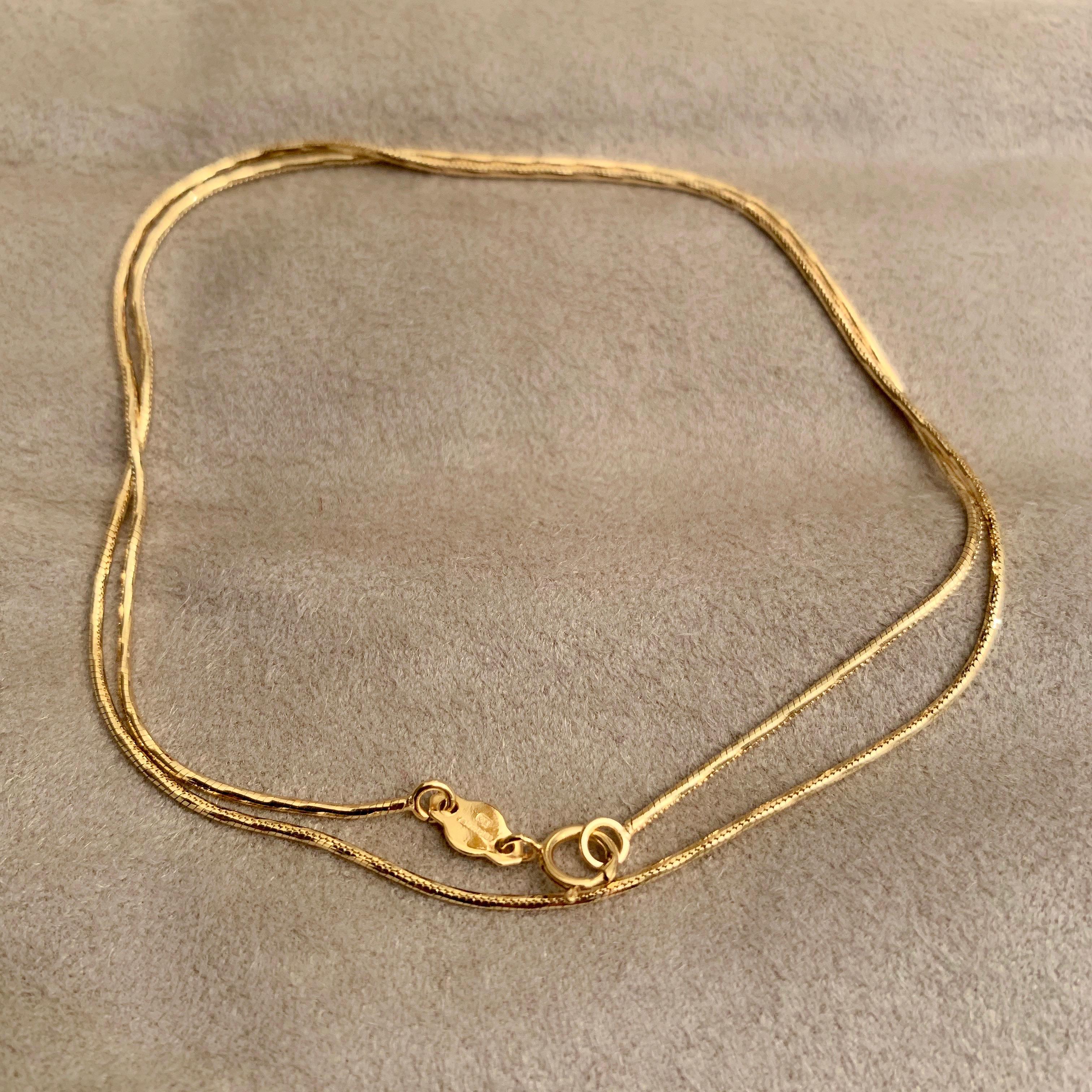 Women's 18 Karat Solid Yellow Gold Snake Chain Necklace For Sale