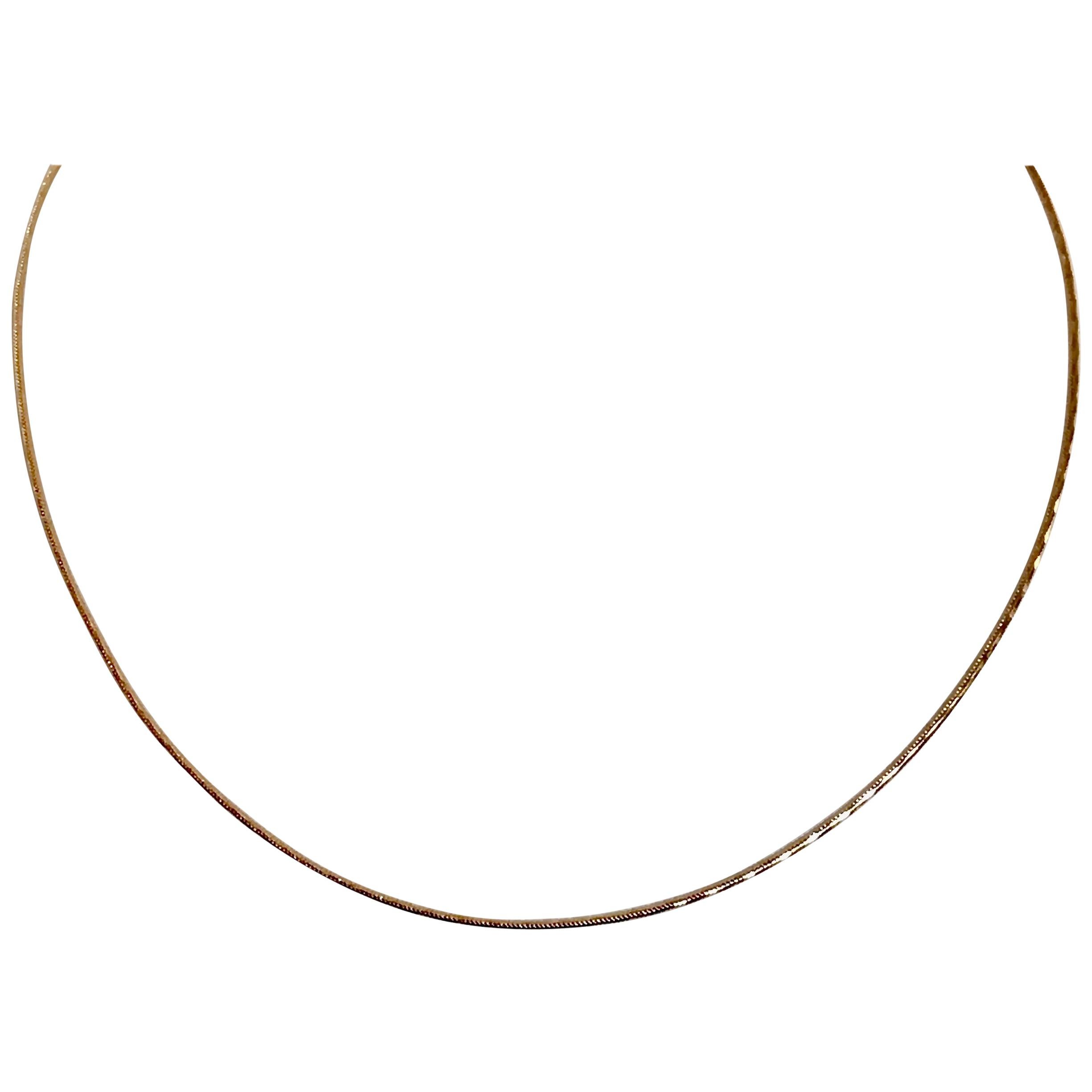 18 Karat Solid Yellow Gold Snake Chain Necklace For Sale