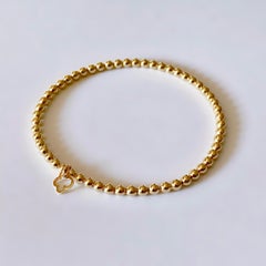18 Karat Solid Yellow Gold Stretch Ball Chain Bracelet / Bangle