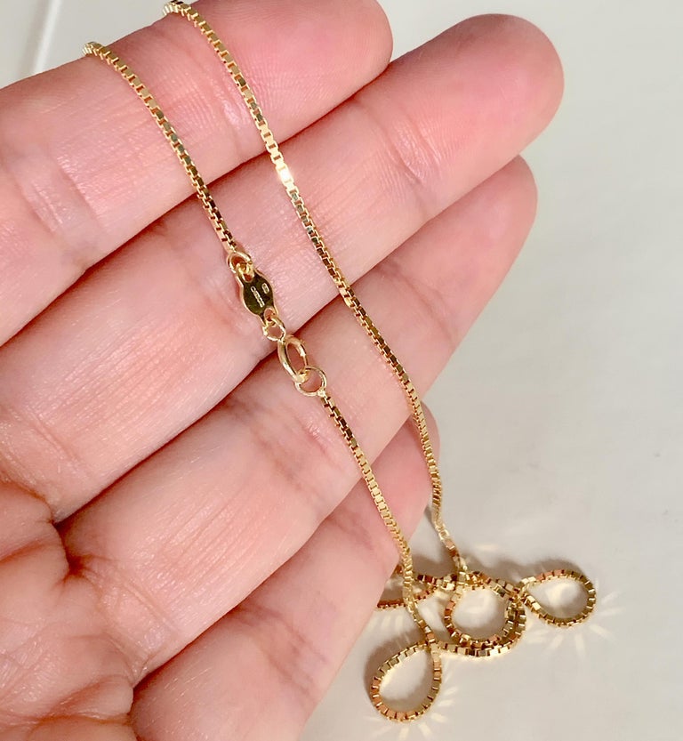 18 Karat Solid Yellow Gold Venice Box Chain Necklace For Sale 1