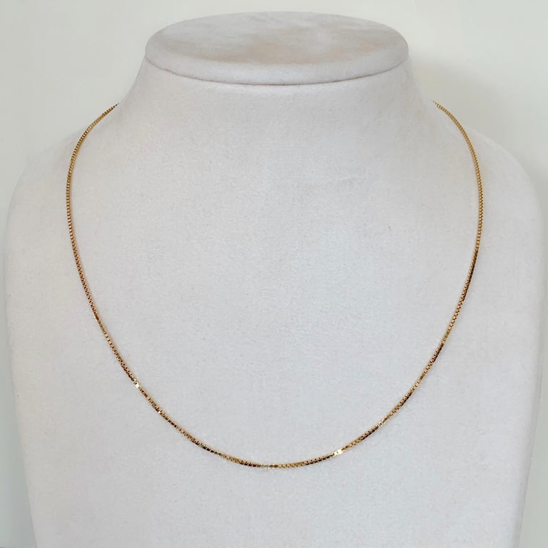 Contemporary 18 Karat Solid Yellow Gold Venice Box Chain Necklace For Sale