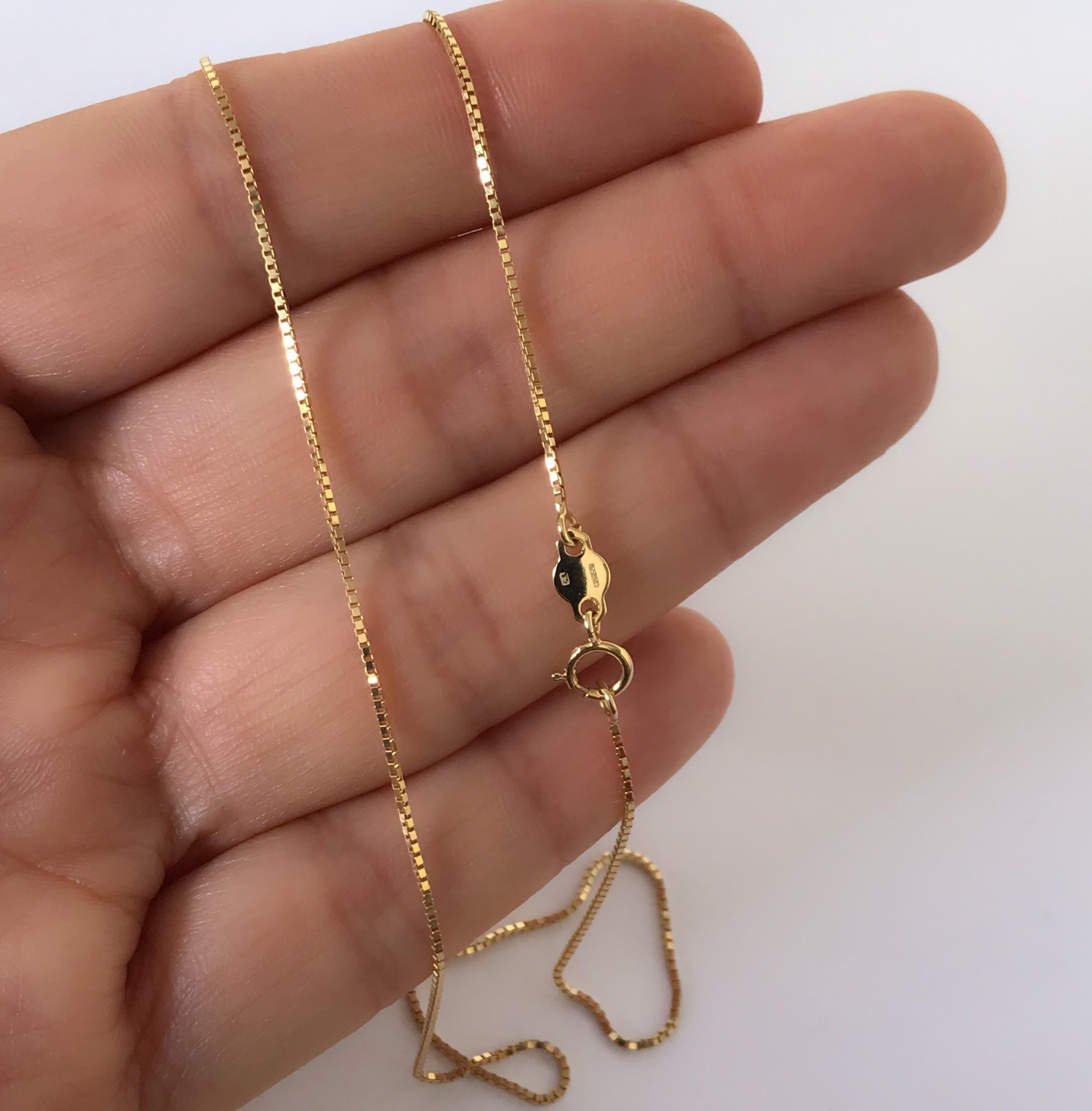 18 Karat Solid Yellow Gold Venice Box Chain Necklace In New Condition For Sale In London, GB