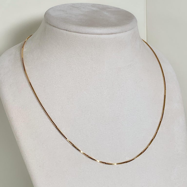 Women's or Men's 18 Karat Solid Yellow Gold Venice Box Chain Necklace For Sale