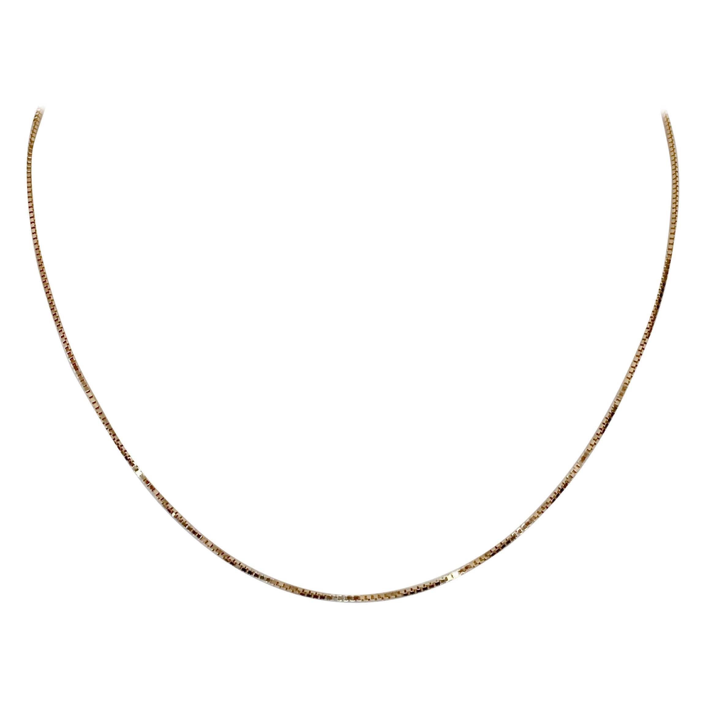 18 Karat Solid Yellow Gold Venice Box Chain Necklace For Sale