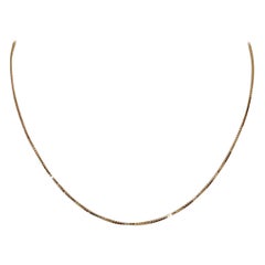 18 Karat Solid Yellow Gold Venice Box Chain Necklace