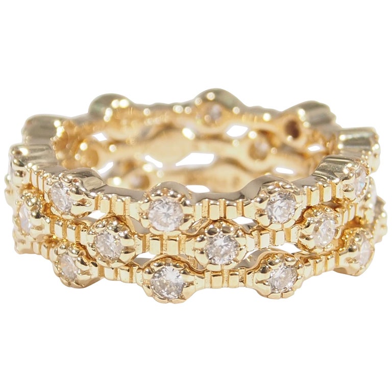 18 Karat Sonia B Diamond Ring Stacking Yellow Gold For Sale at 1stdibs