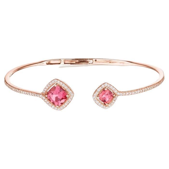 18 Karat Spectrum Pink Gold Bracelet/Bangle with Vs-Gh Diamonds and Pink