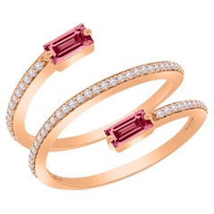 18 Karat Spectrum Pink Gold Ring with Vs-Gh Diamonds and Pink Sapphire