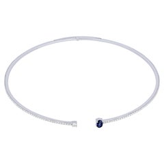 18 Karat Spectrum White Gold Necklace with Vs-Gh Diamonds and Blue Sapphire