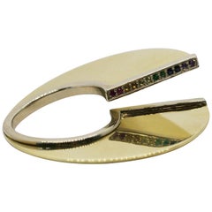 18 Karat Split Circle Rainbow Ring