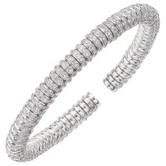 18 Karat Spring Bangle Diamond Bracelet in White, Yellow, Pink Gold- 8.75 CT