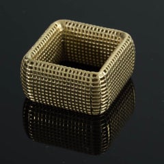 18 Karat Square Gold Unique Cocktail Statement Ring
