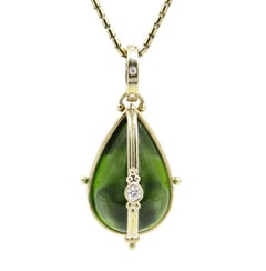 18 Karat Temple St Clair Peridot Pear-Shaped Amulet and Locket