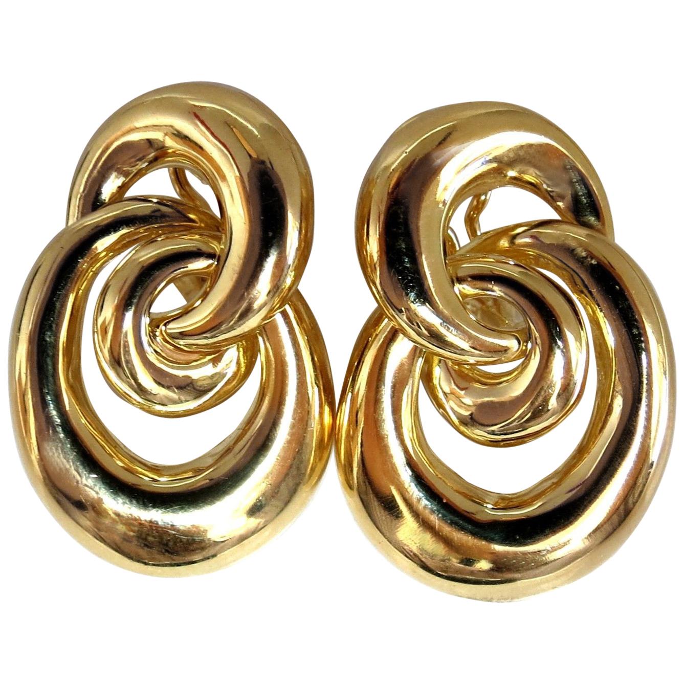 18 Karat Three Dimensional Intertwined Style Clip Earrings