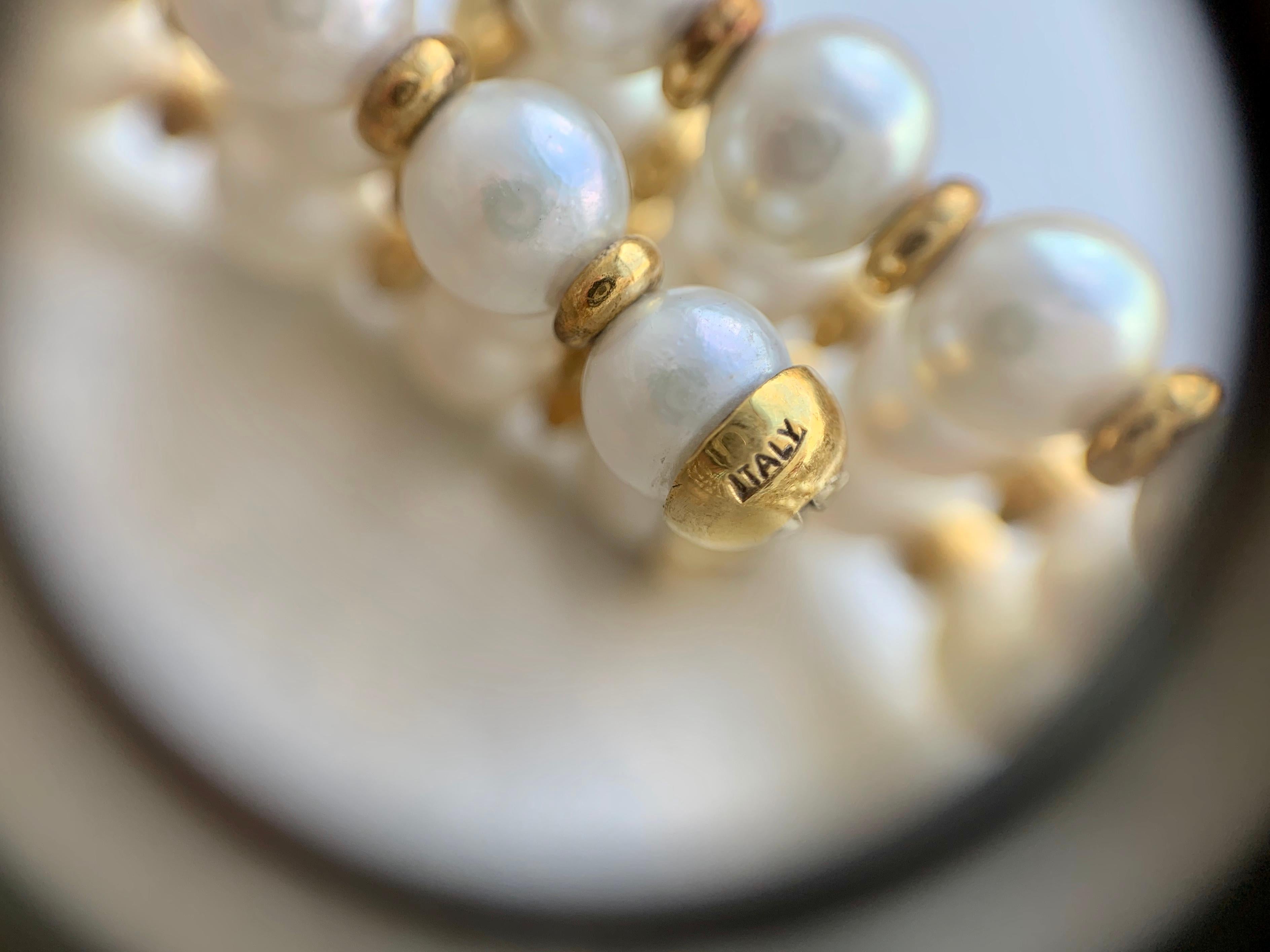 18 Karat Three-Row Pearl and Diamond Victorian Inspired Choker Necklace 6