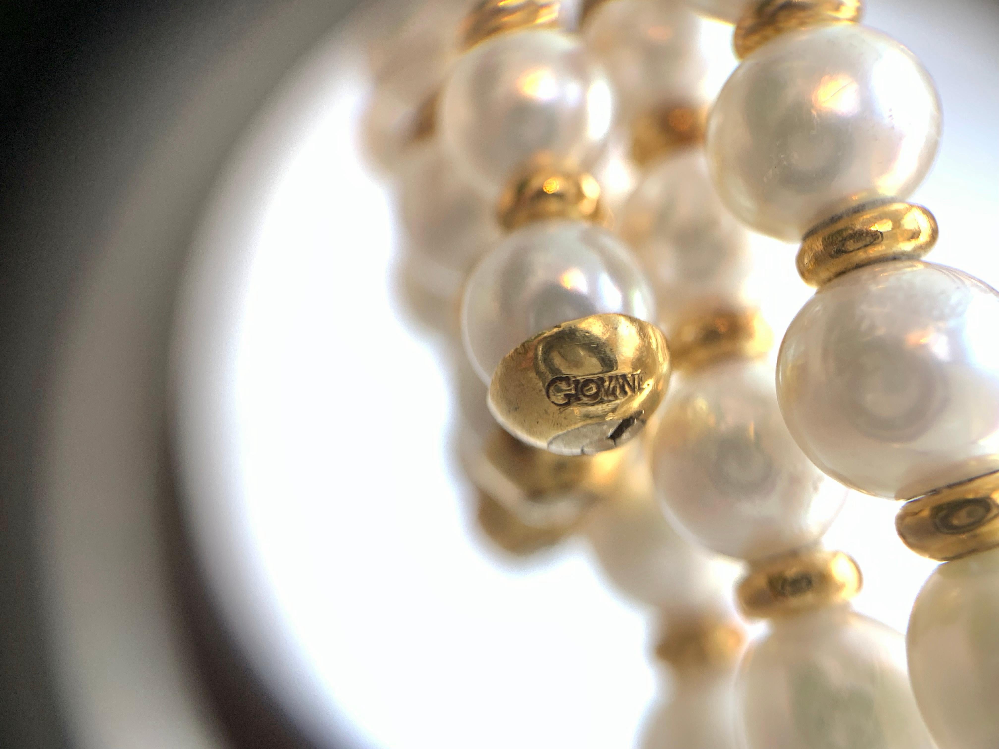 18 Karat Three-Row Pearl and Diamond Victorian Inspired Choker Necklace 7