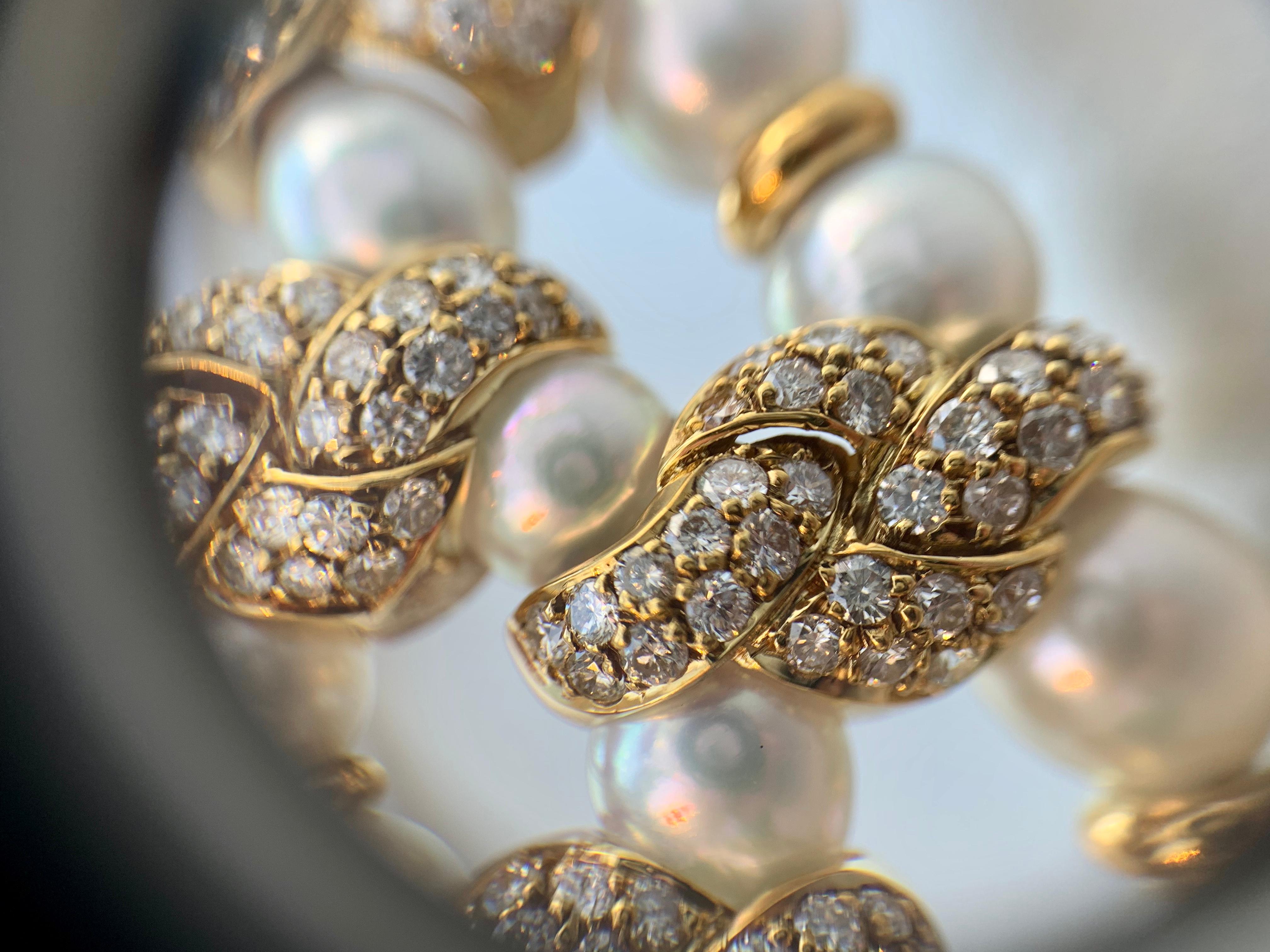 18 Karat Three-Row Pearl and Diamond Victorian Inspired Choker Necklace 4