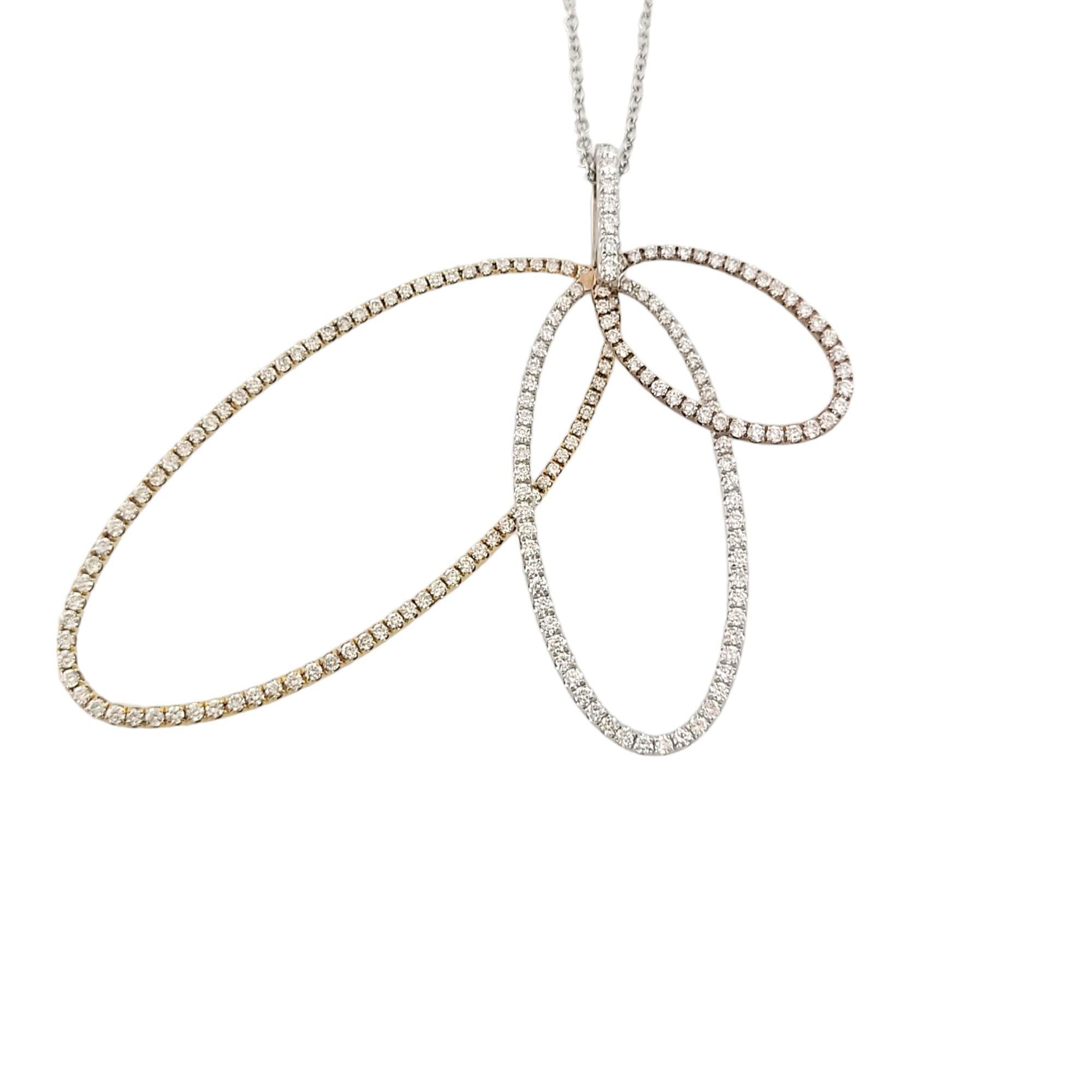 Round Cut 18 Karat Three-Tone Gold and Diamond Pendant Necklace For Sale