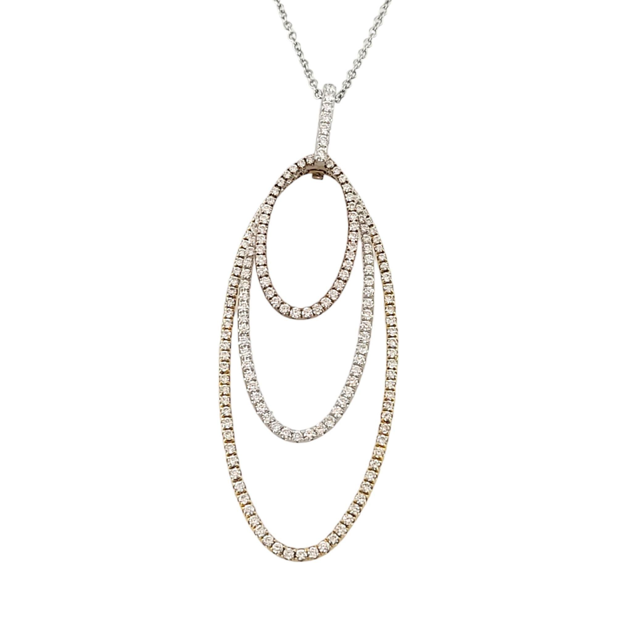 18 Karat Three-Tone Gold and Diamond Pendant Necklace In Good Condition For Sale In Washington Depot, CT