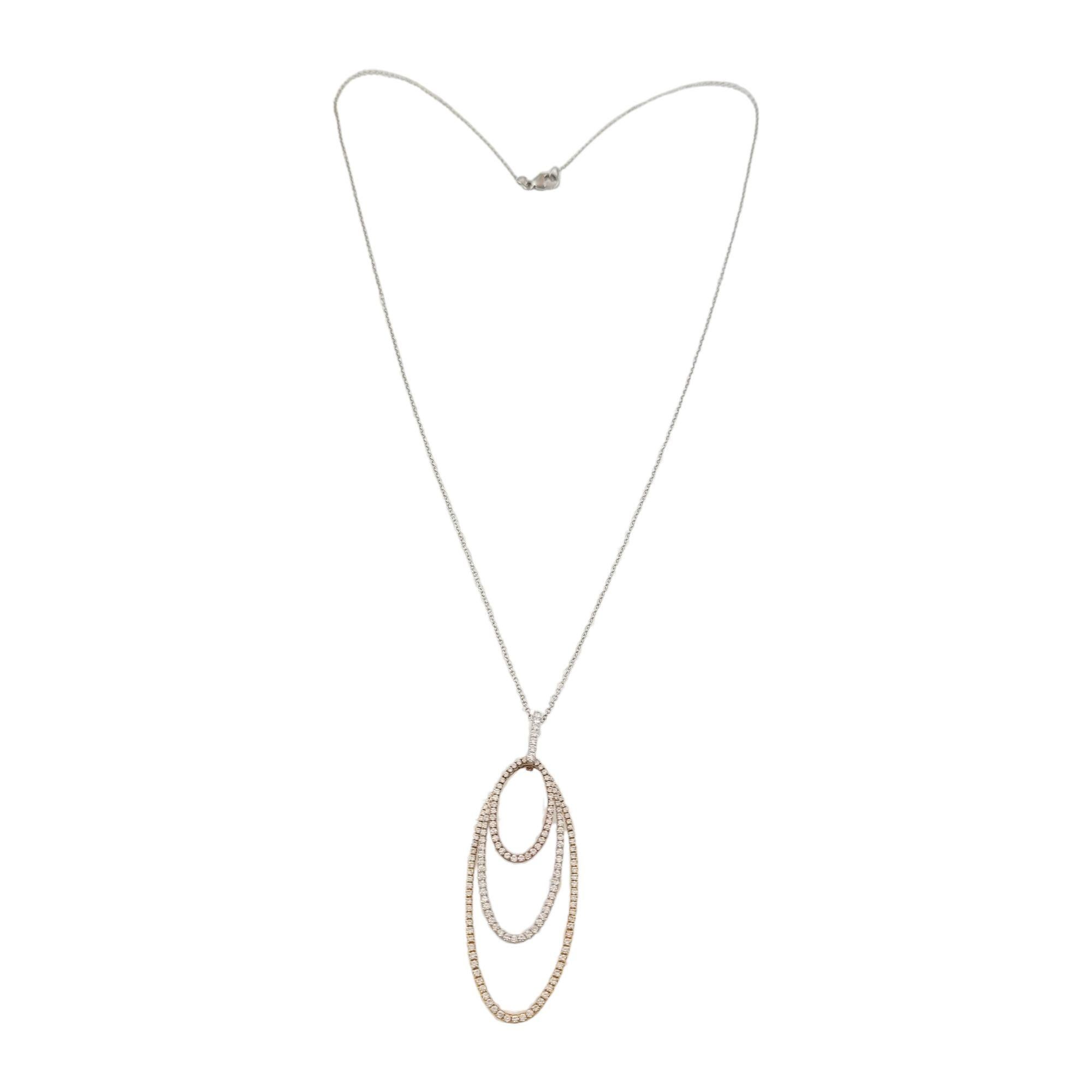Women's 18 Karat Three-Tone Gold and Diamond Pendant Necklace For Sale