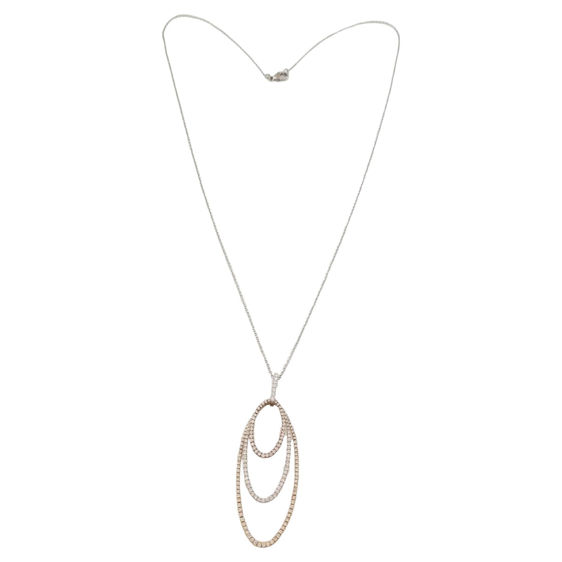 18 Karat Three-Tone Gold and Diamond Pendant Necklace