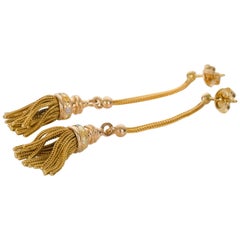 18 Karat Three-Tone Gold Tassel Drop Earrings