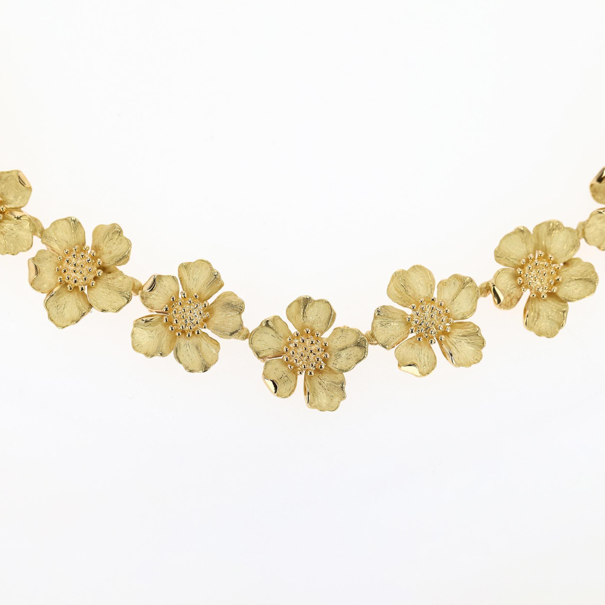 Modern 18 Karat Tiffany & Co. Wild Rose Dogwood Flower Necklace