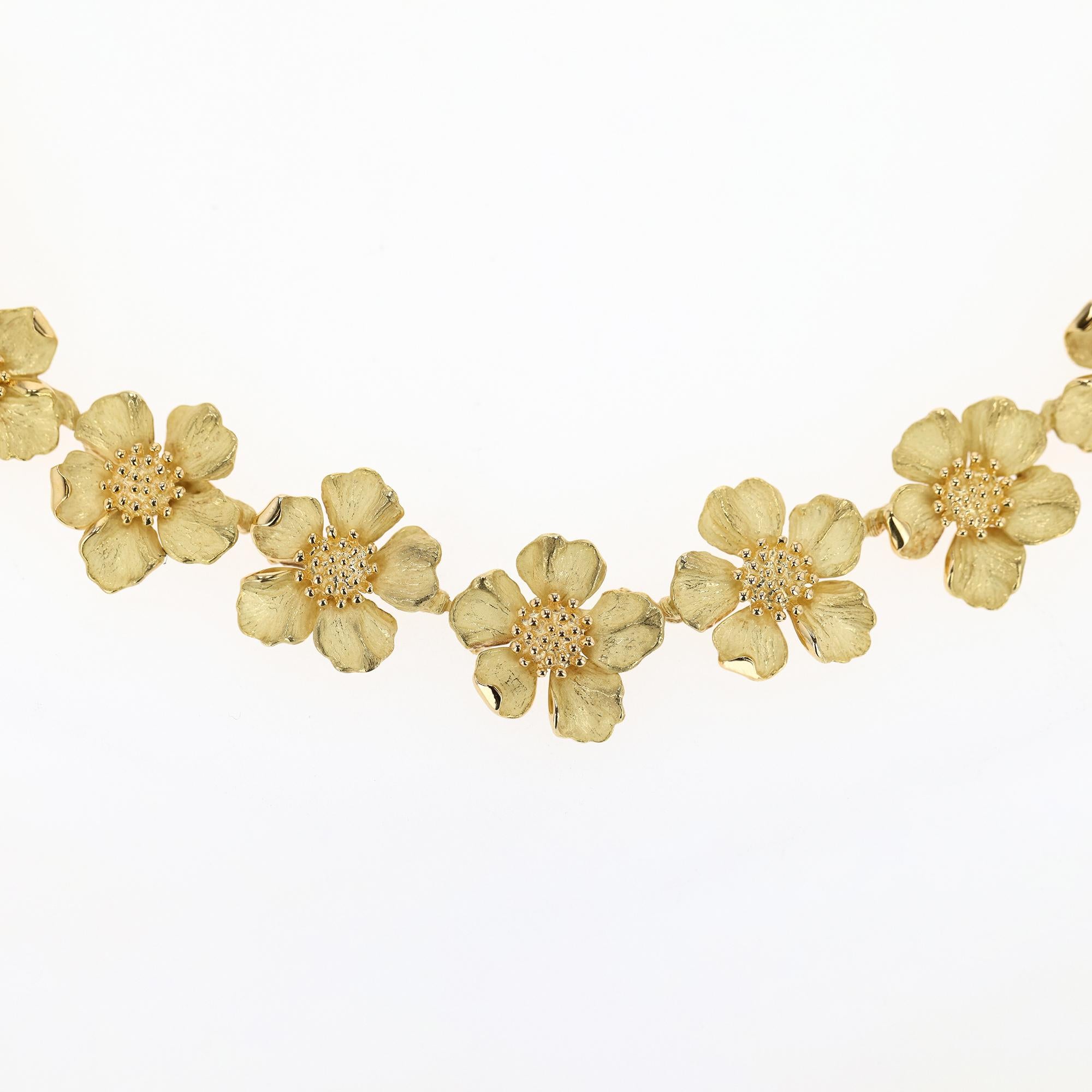 Modern 18 Karat Tiffany & Co. Wild Rose Dogwood Flower Necklace