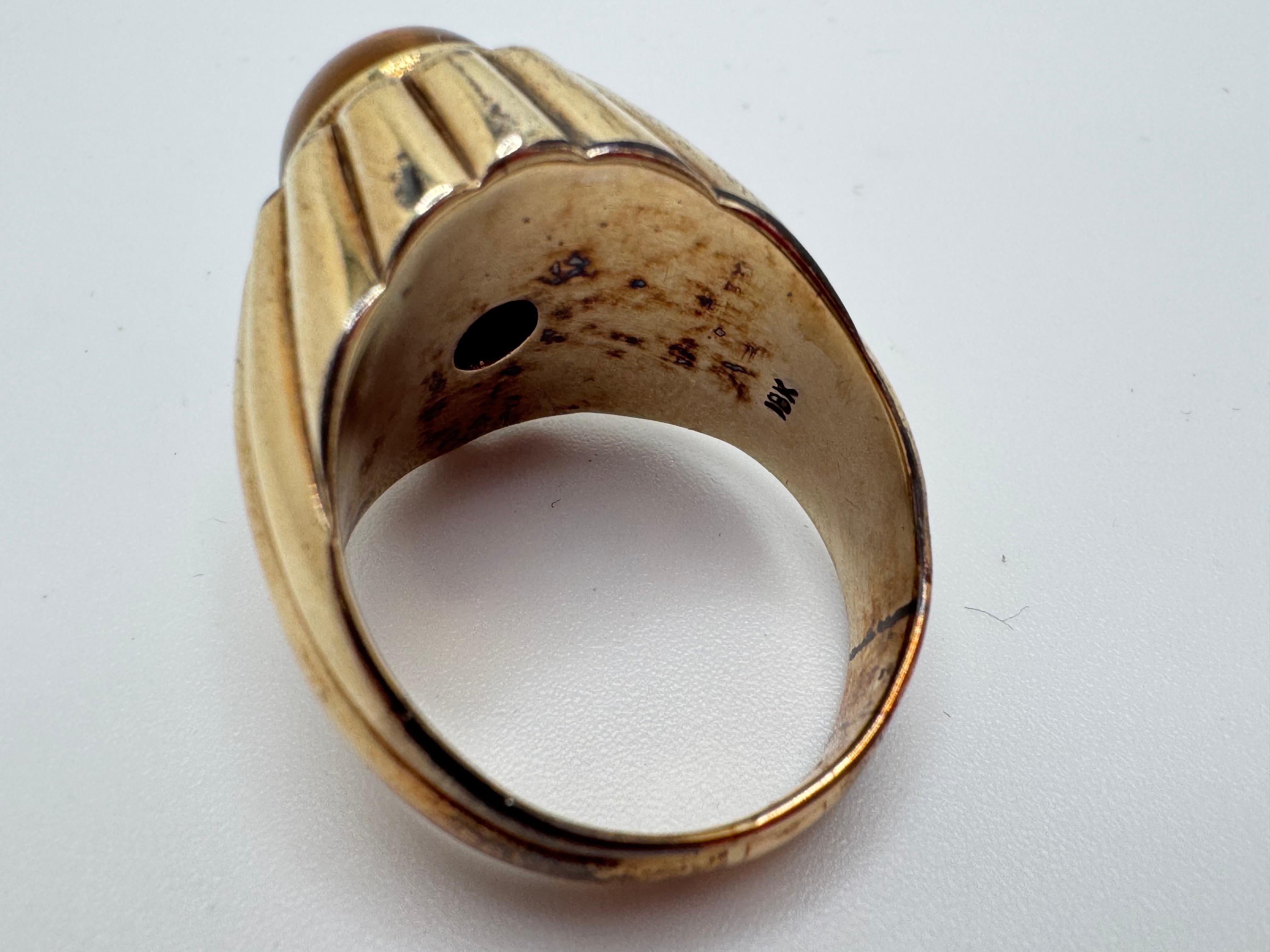 Bague oeil de tigre 18 carats en vente 2