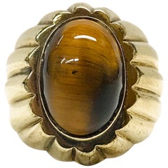 Retro 18 Karat Tiger's Eye Ring