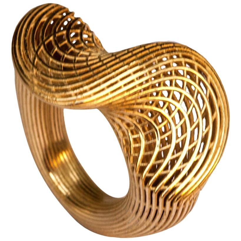 18 Karat Top Twisted Contemporary Ring For Sale
