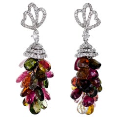 18 Karat Tourmaline and Diamond Cocktail Earring