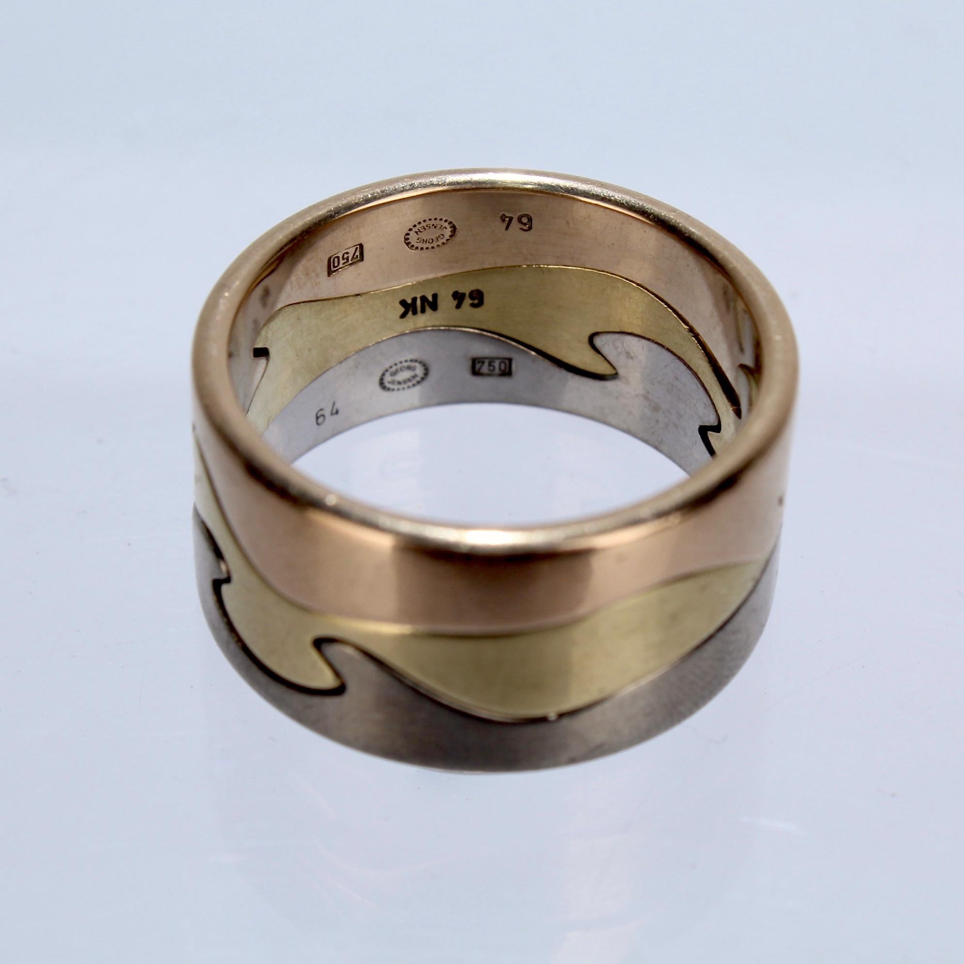 18 Karat Tri-Color Gold Fusion Ring by Nina Koppel for Georg Jensen 3