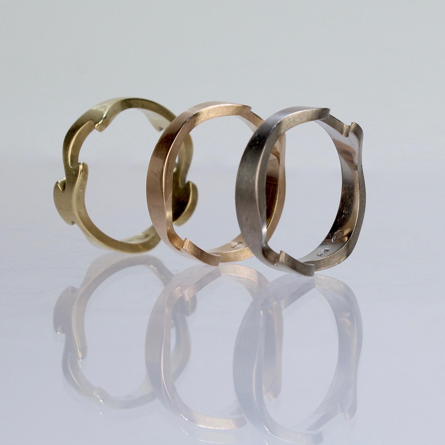 18 Karat Tri-Color Gold Fusion Ring by Nina Koppel for Georg Jensen In Good Condition In Philadelphia, PA