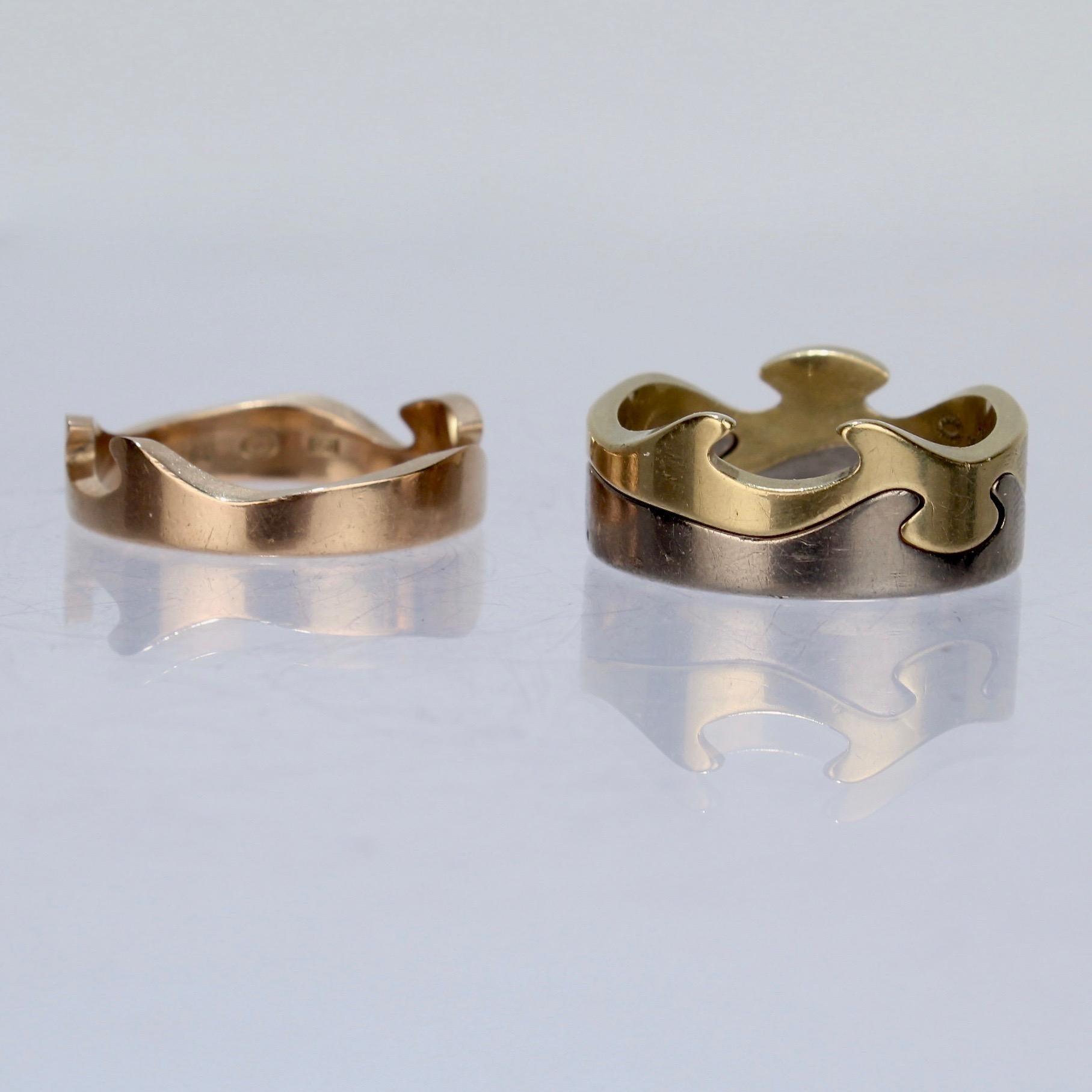 Women's or Men's 18 Karat Tri-Color Gold Fusion Ring by Nina Koppel for Georg Jensen