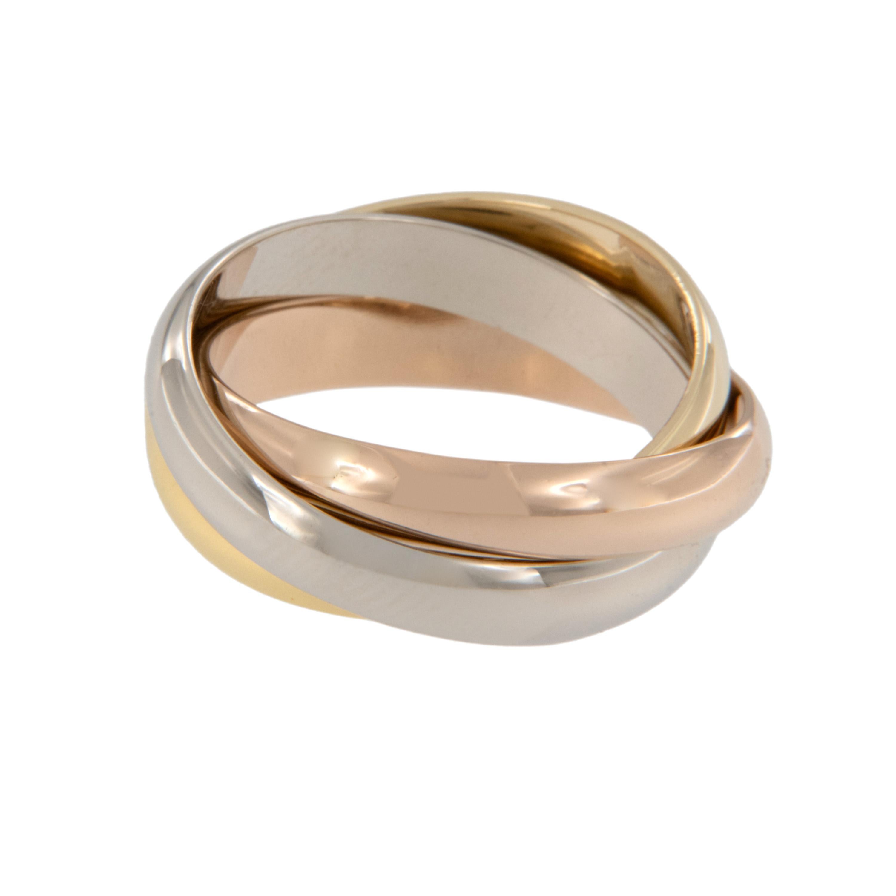18 Karat dreifarbiger Gold Les Must De Cartier Trinity Rolling Band Ring (Zeitgenössisch) im Angebot