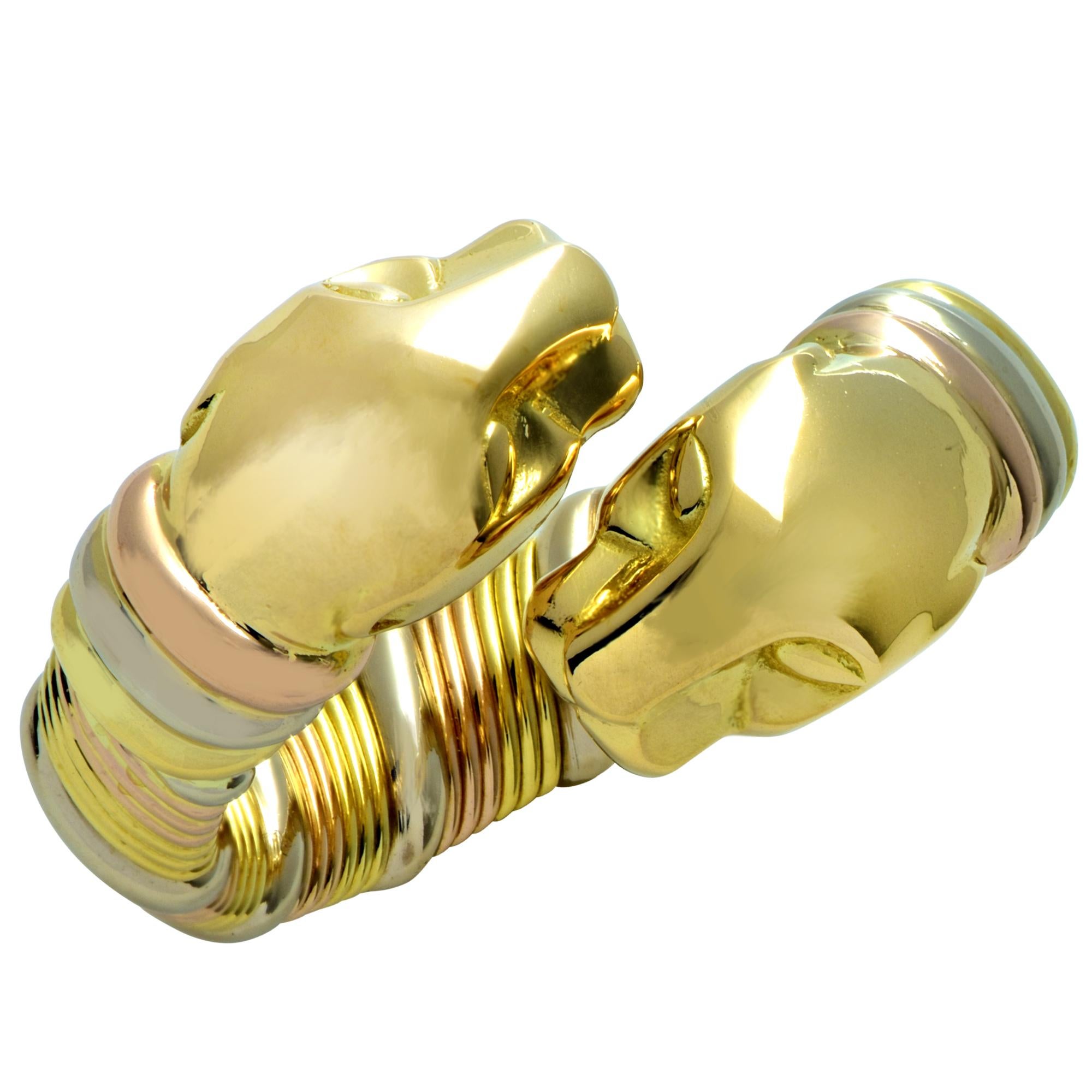 18 Karat Tri Color Gold Panthere De Cartier Ring