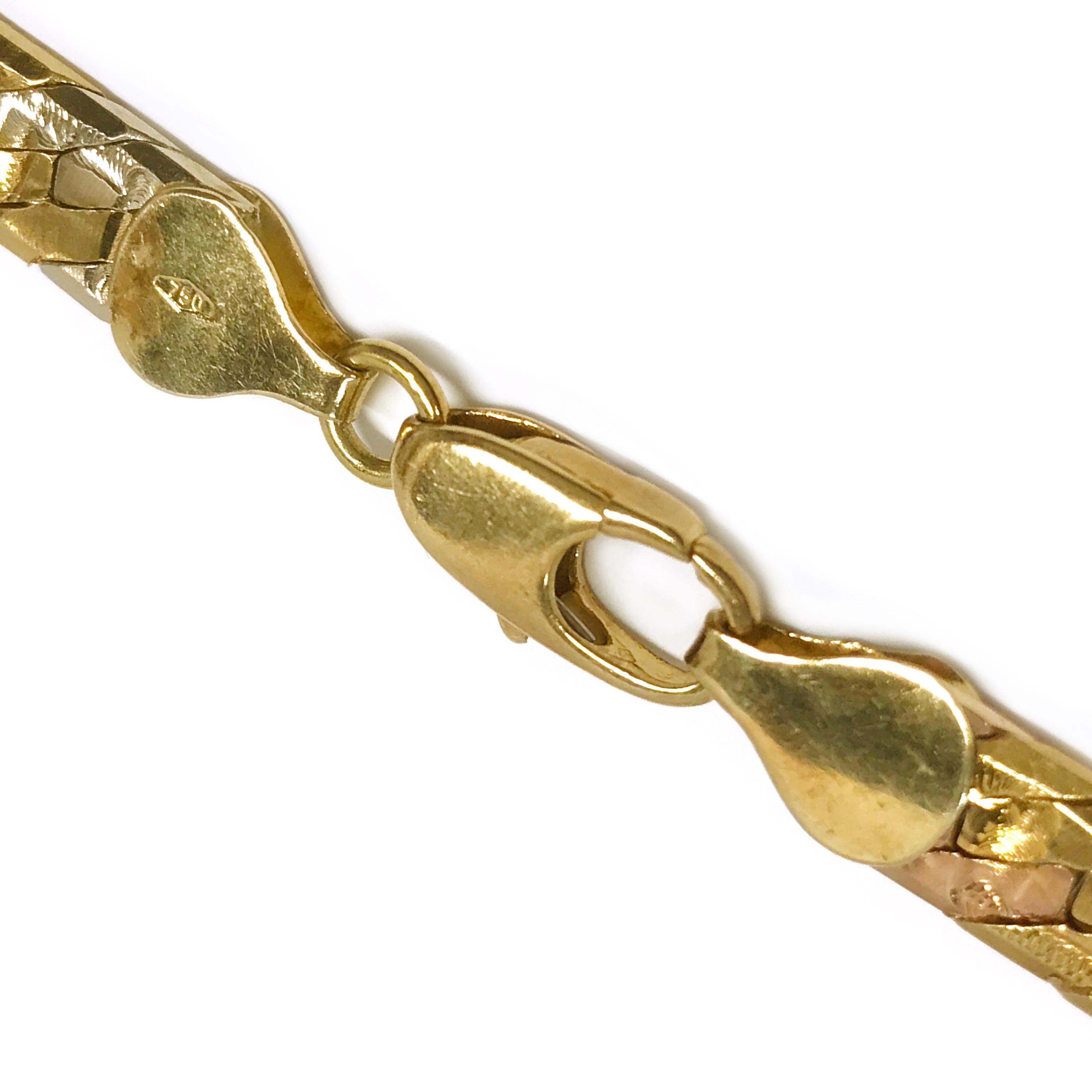 3 colour gold herringbone necklace