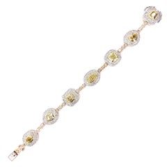 18 Karat Tri-Colored Gold Fancy Yellow and White Diamond Bracelet