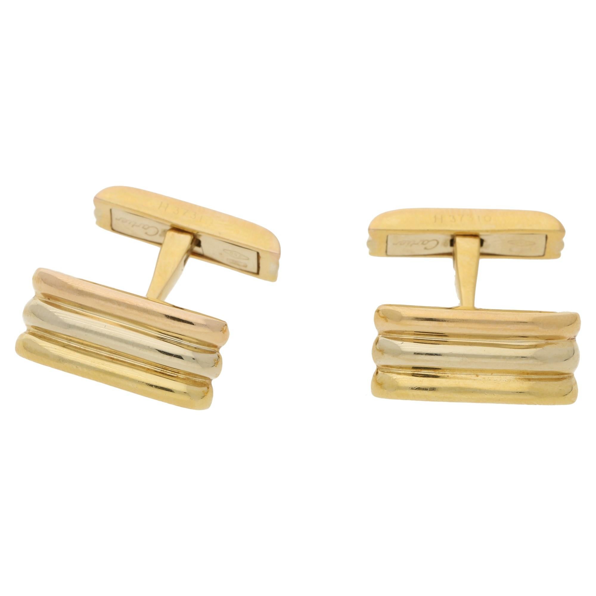 18 Karat Tri Gold Cartier Cufflinks