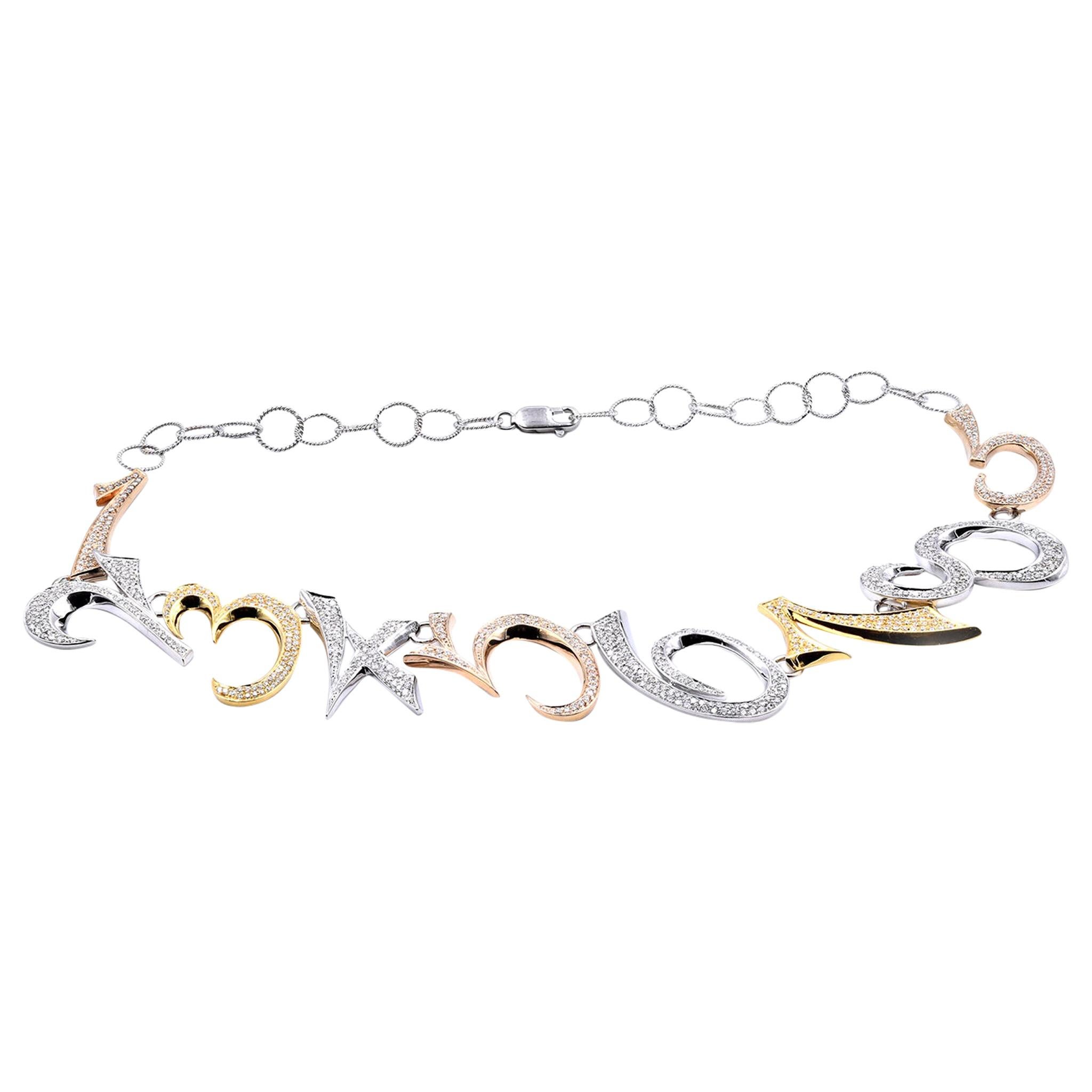 Diamond Two Tone Nail Collar Necklace main image 1