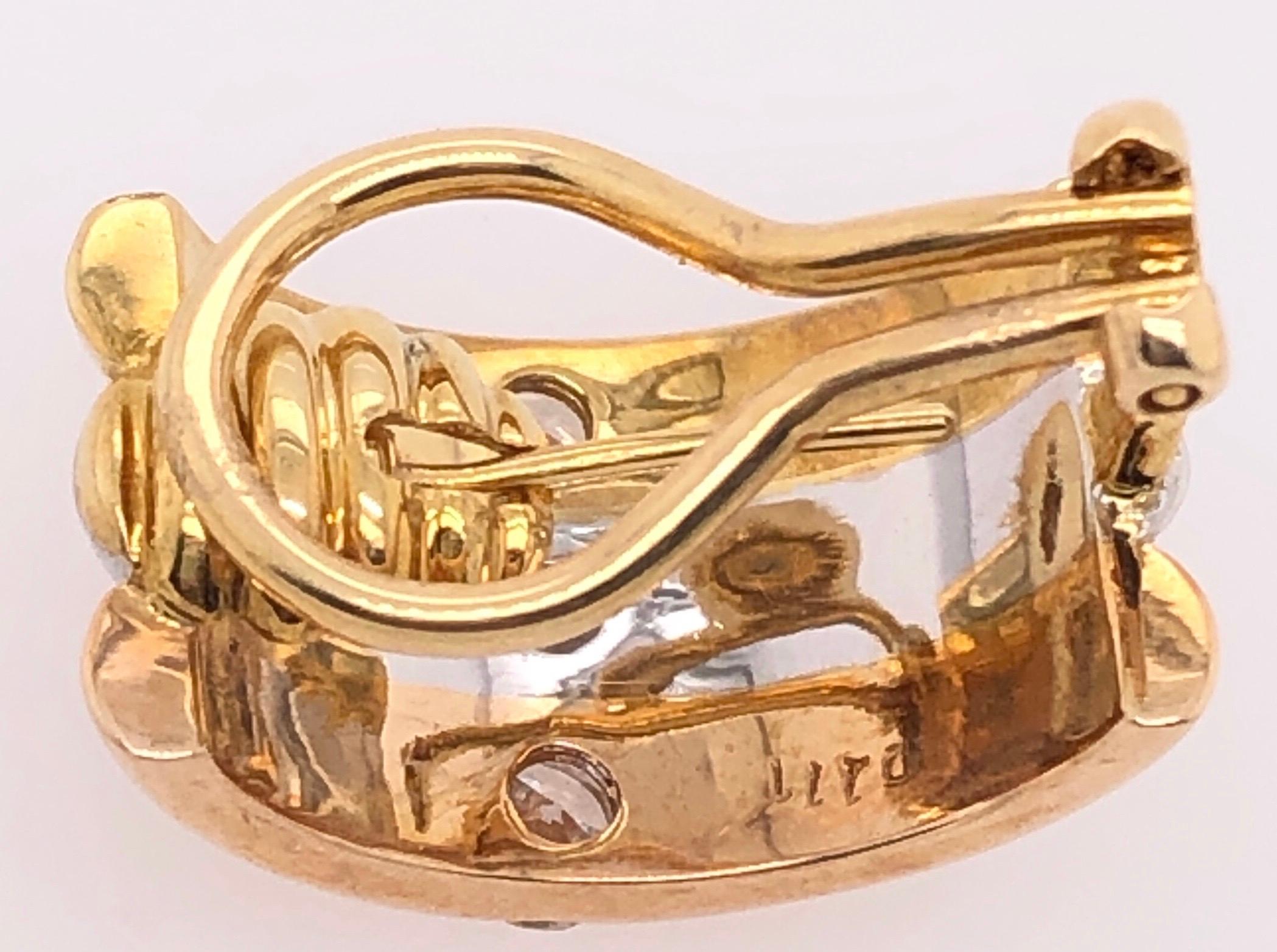 Orecchini 18 Karat Tri-Tone French Back con diamanti rotondi 1,50 TDW in vendita 5