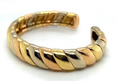 18 Karat Tricolor Gold Cuff Bangle by Cartier, 1996
